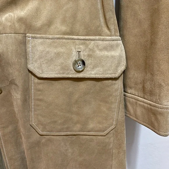 GAP Vintage Women's Camel Suede Trench Coat Size M - Picture 10 of 14